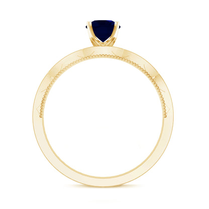 Real 0.9 Carat Blue Sapphire Engagement Ring with Diamond