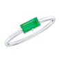 East West Set Baguette Cut Emerald May Birthstone Ring