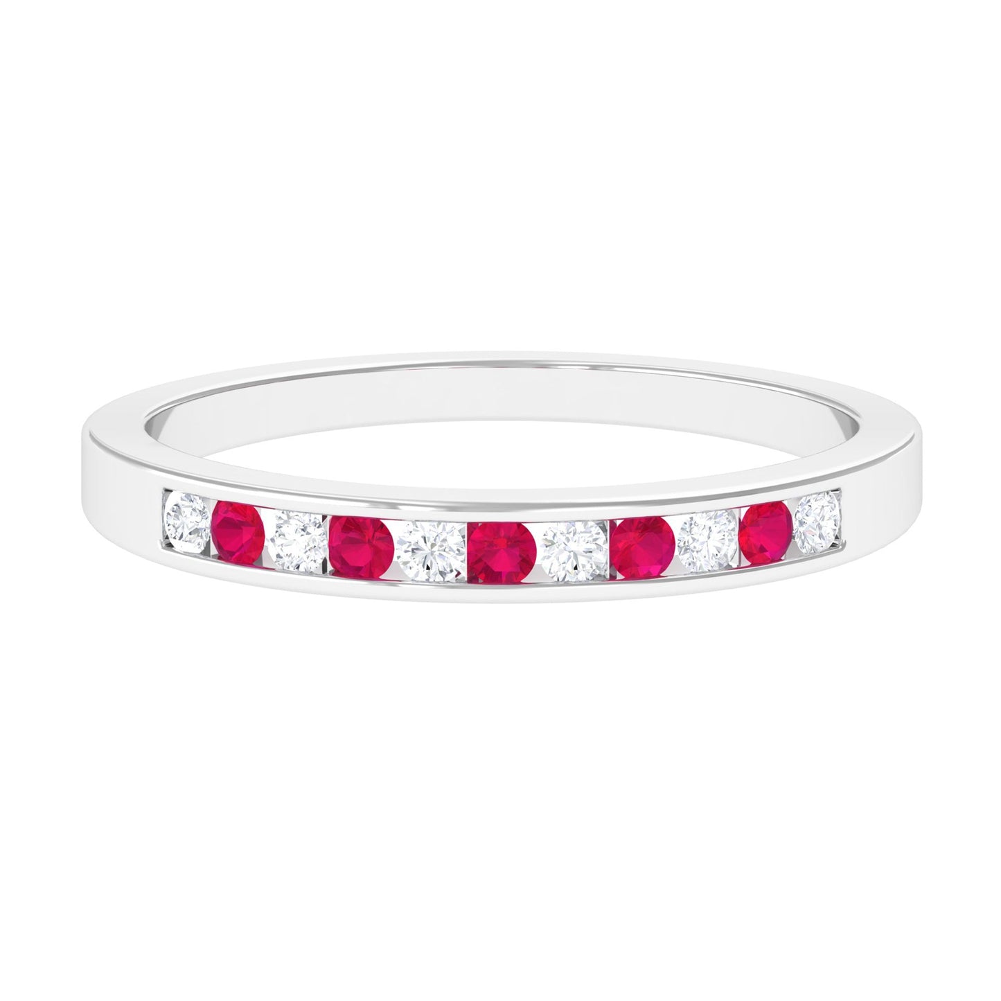 Minimal Ruby Diamond Ring in Channel Set
