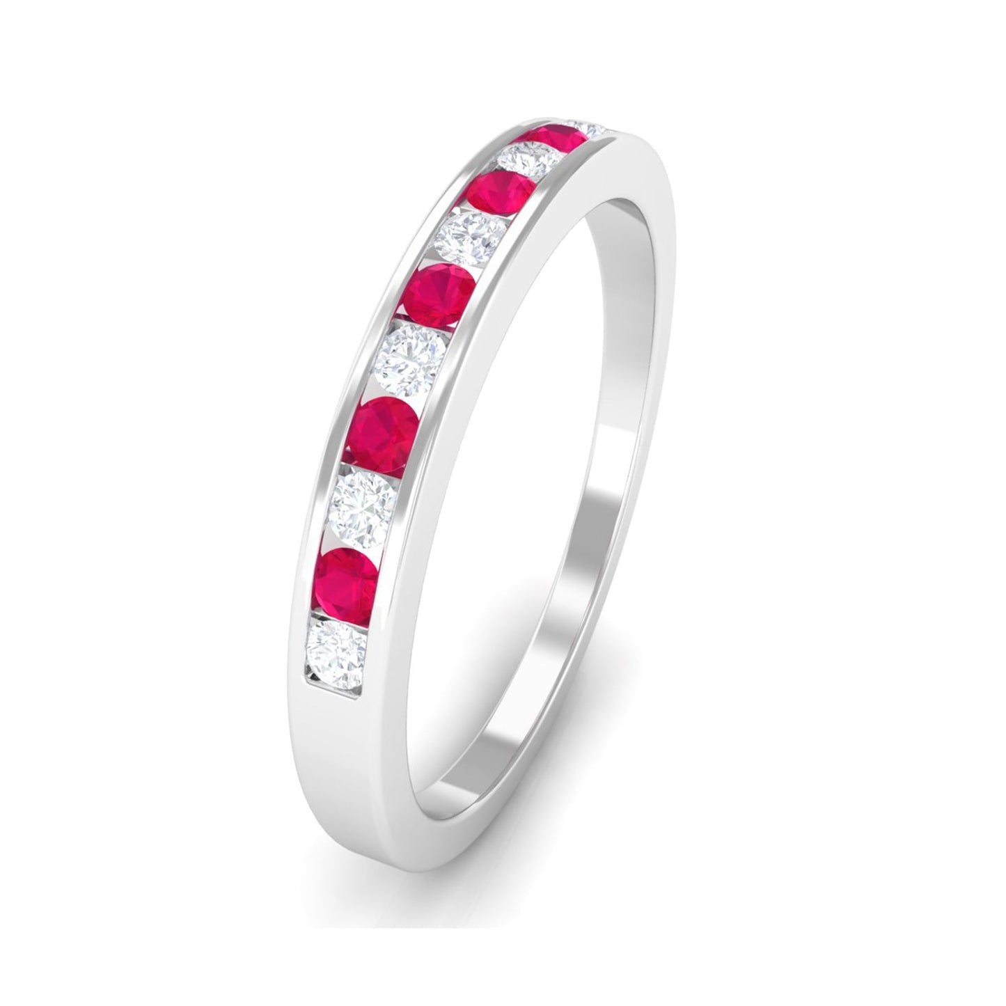 Minimal Ruby Diamond Ring in Channel Set
