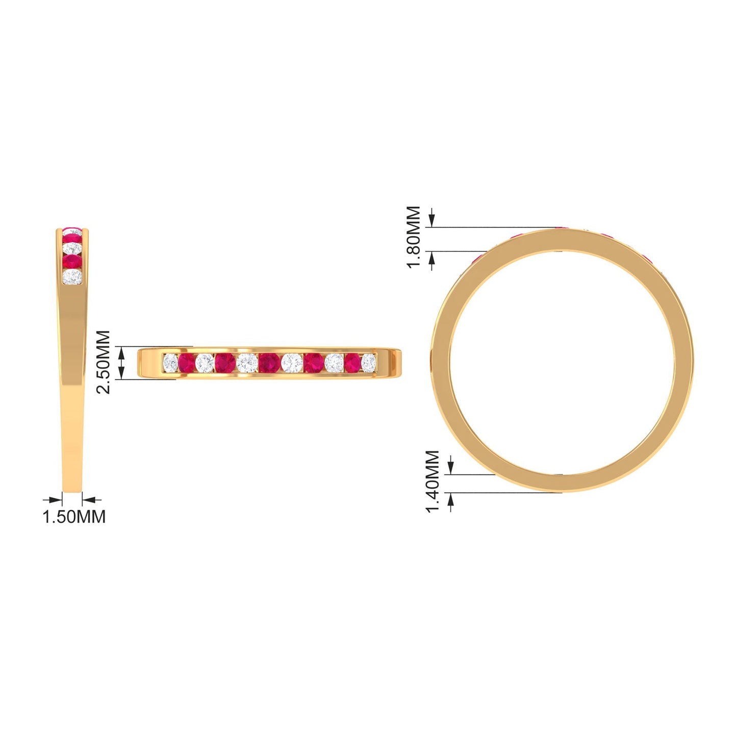 Minimal Ruby Diamond Ring in Channel Set