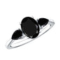 Natural Black Onyx Three Stone Engagement Ring