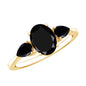 Natural Black Onyx Three Stone Engagement Ring