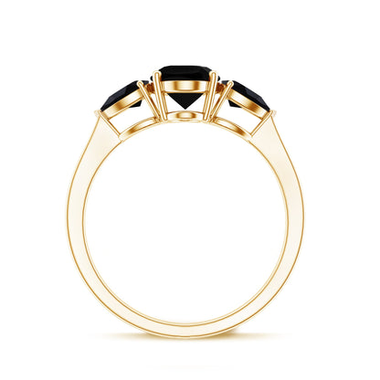 Natural Black Onyx Three Stone Engagement Ring