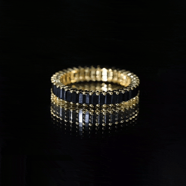 Baguette Cut Black Onyx Eternity Band Ring for Her