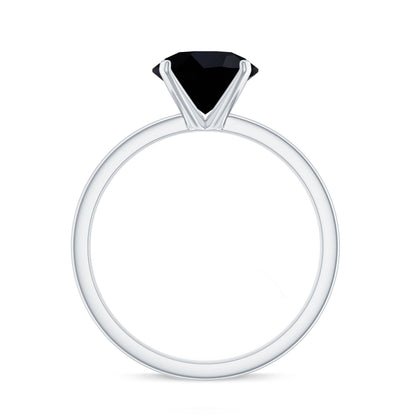 Certified Real 2.6 Carat Black Spinel Solitaire Engagement Ring