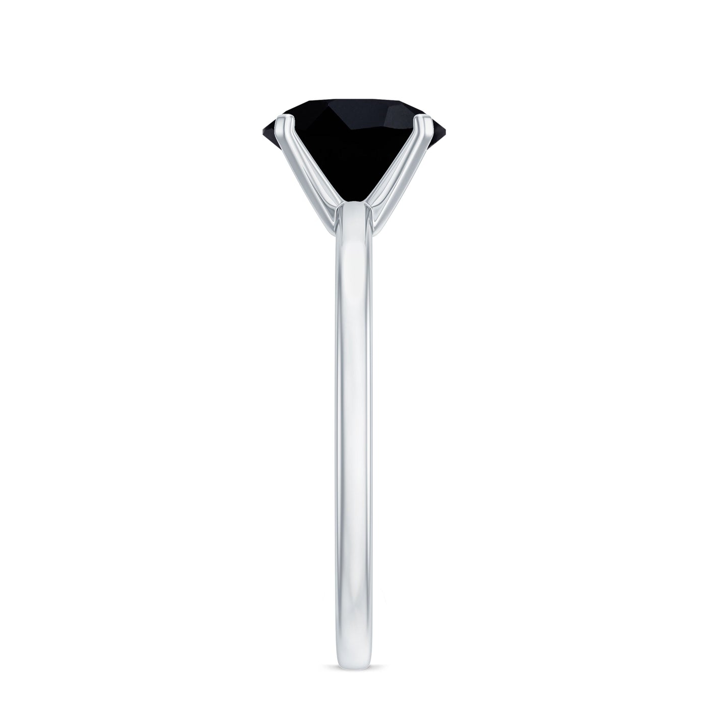 Certified Real 2.6 Carat Black Spinel Solitaire Engagement Ring