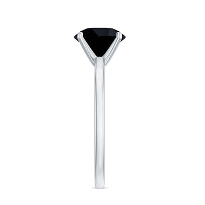 Certified Real 2.6 Carat Black Spinel Solitaire Engagement Ring