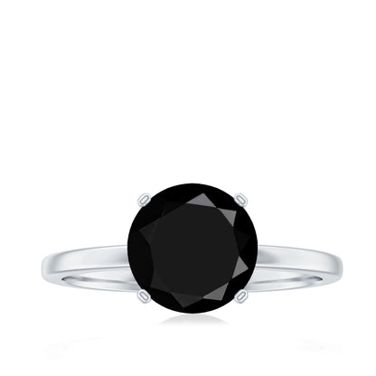 Certified Real 2.6 Carat Black Spinel Solitaire Engagement Ring