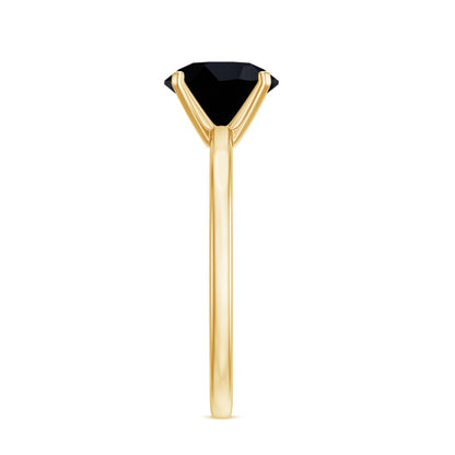 Certified Real 2.6 Carat Black Spinel Solitaire Engagement Ring