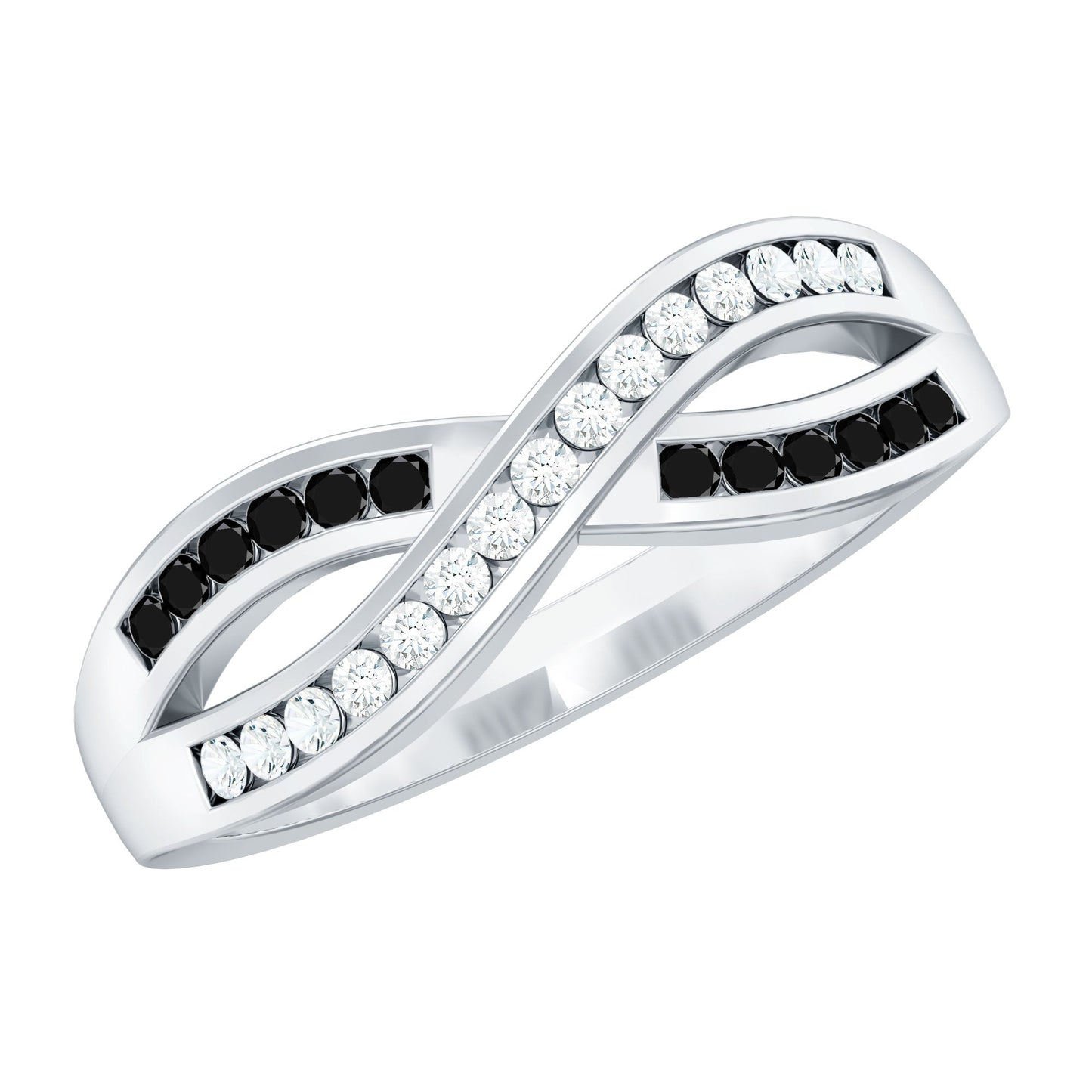 Certified Lab Grown Black and White Diamond Infinity Promise Band