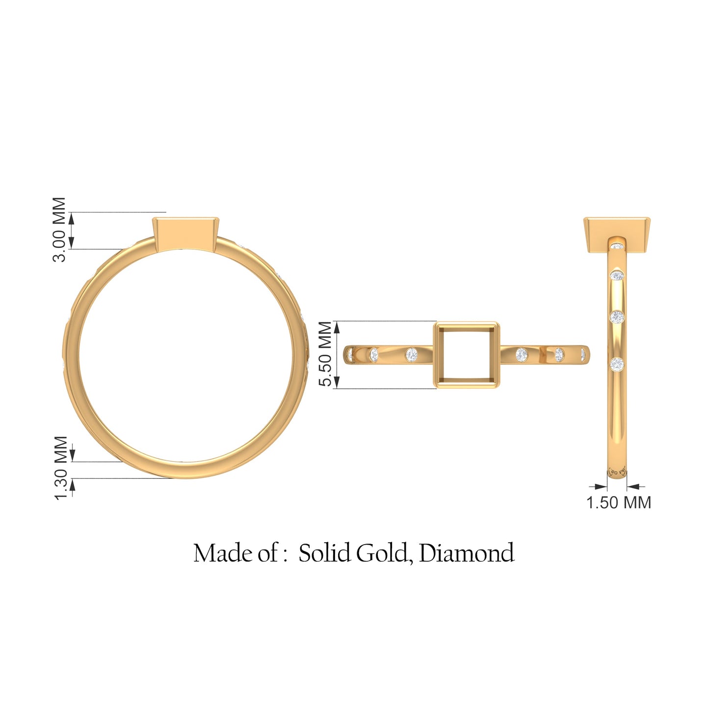 Princess Cut Fire Opal Solitaire Promise Ring with Diamonds