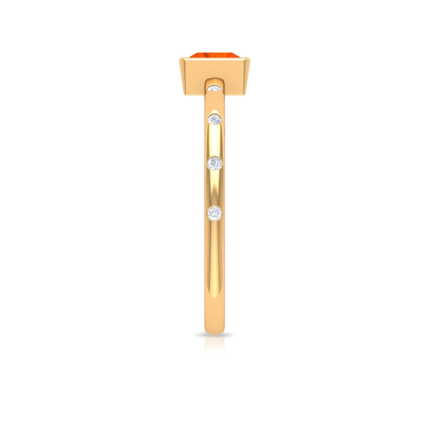 Princess Cut Fire Opal Solitaire Promise Ring with Diamonds