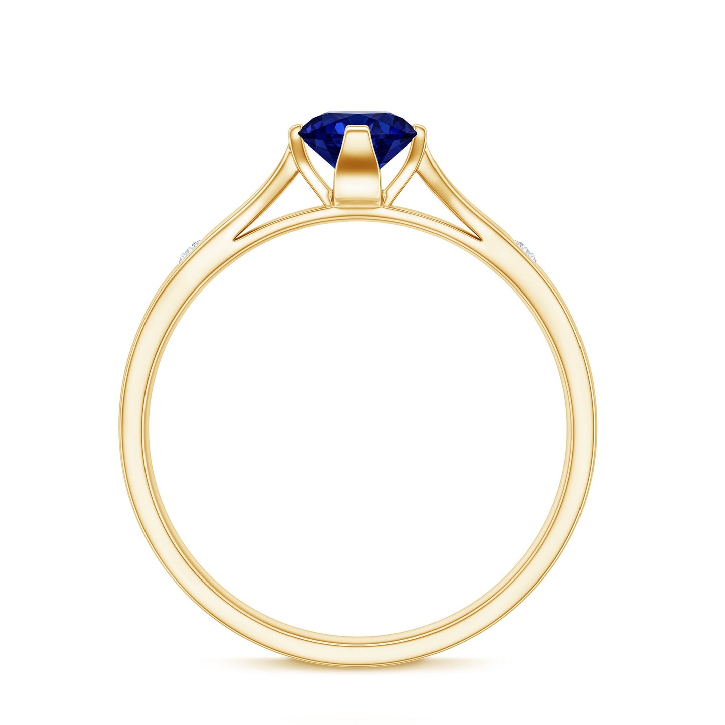 Certified 0.6 Carat Lab Grown Blue Sapphire Promise Ring with Diamond