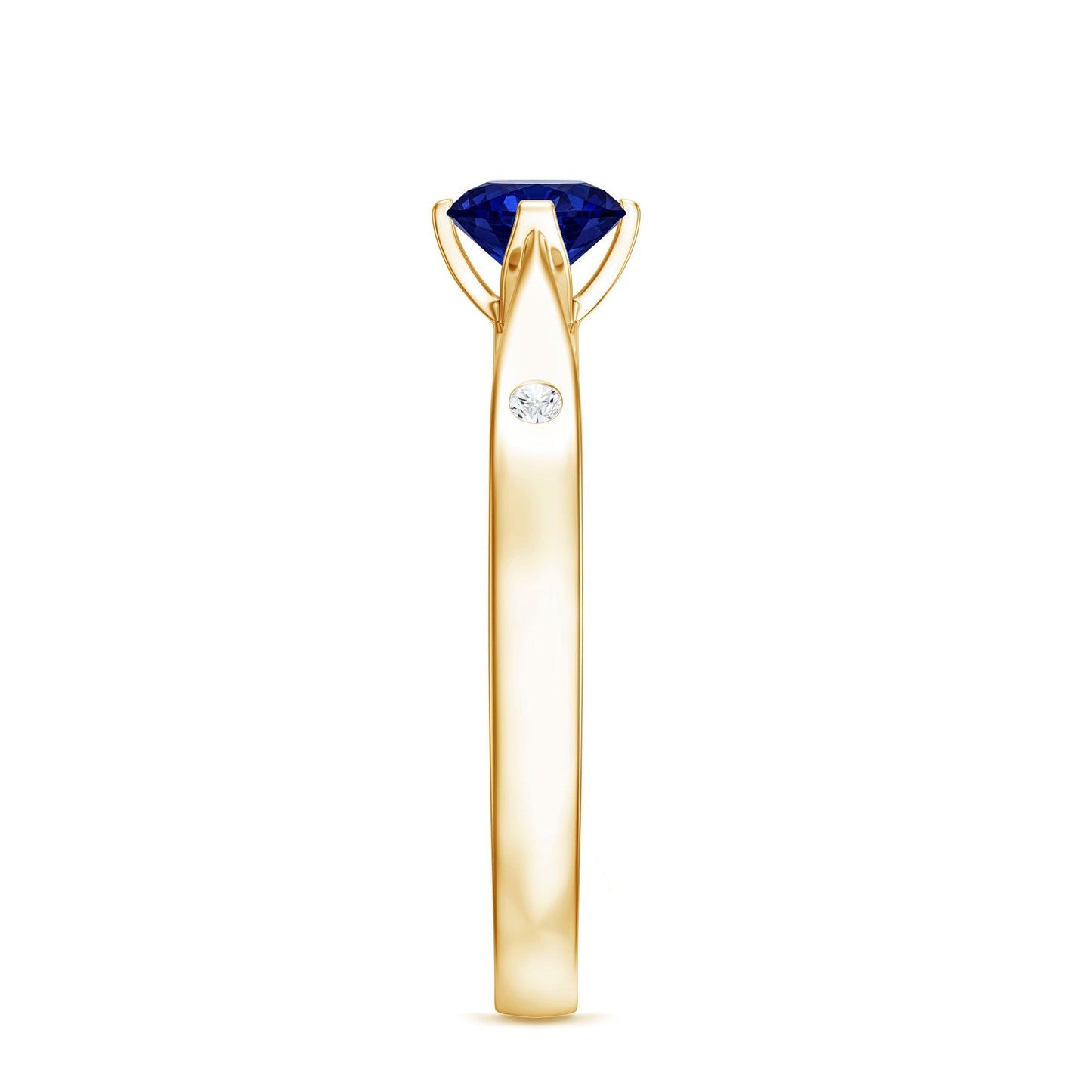 Certified 0.6 Carat Lab Grown Blue Sapphire Promise Ring with Diamond