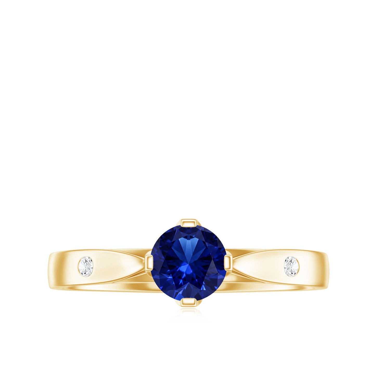 Certified 0.6 Carat Lab Grown Blue Sapphire Promise Ring with Diamond