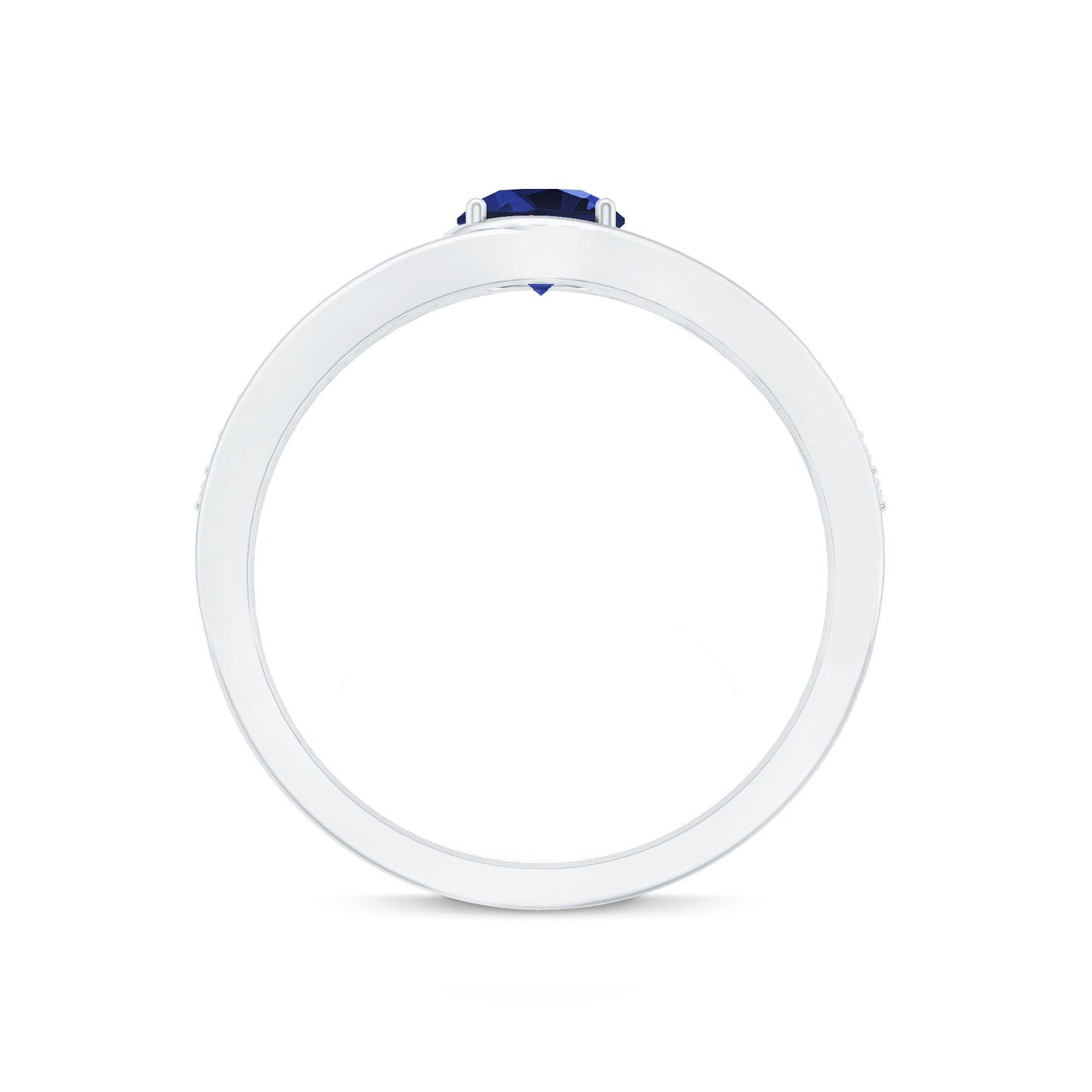0.6 Carat Created Blue Sapphire and Diamond Classic Engagement Ring