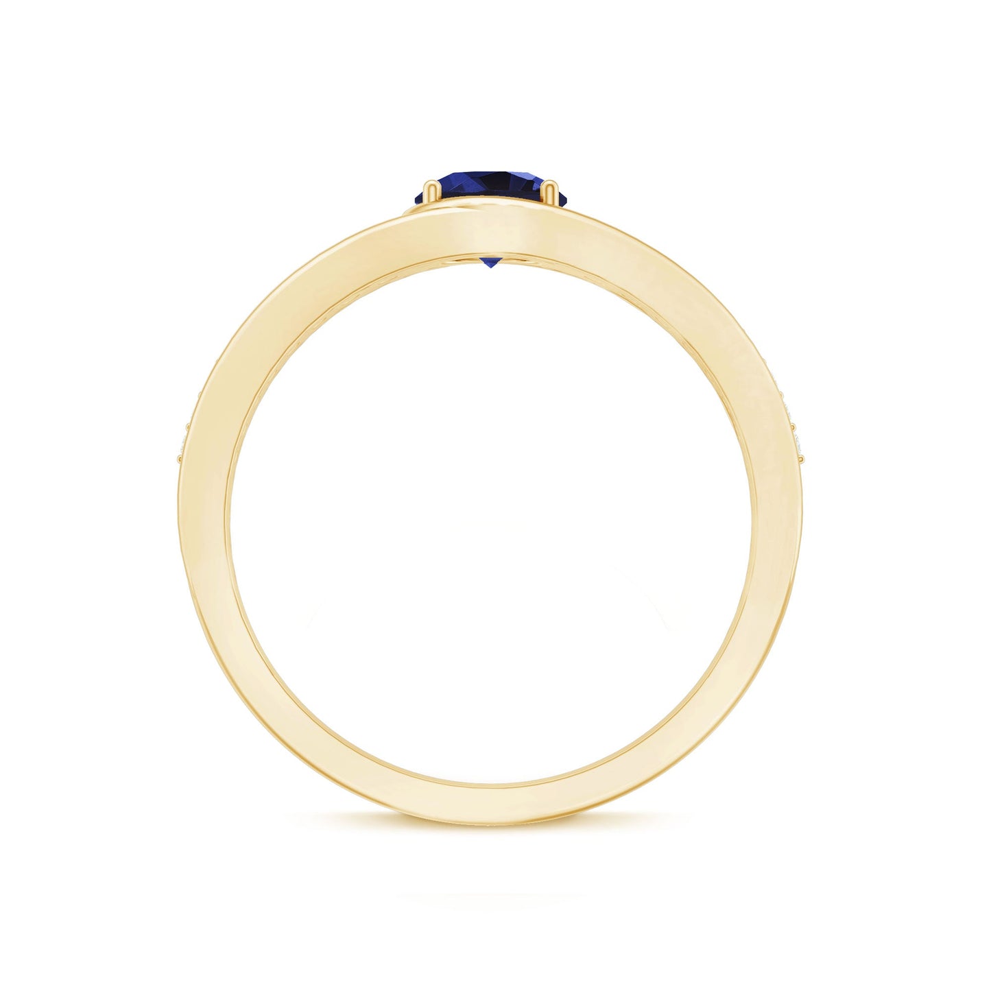 0.6 Carat Created Blue Sapphire and Diamond Classic Engagement Ring