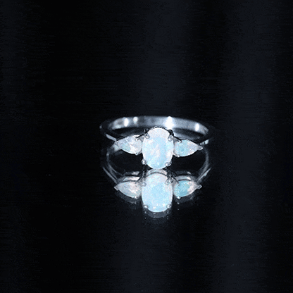 Natural Ethiopian Opal 3 Stone Engagement Ring With Certificate