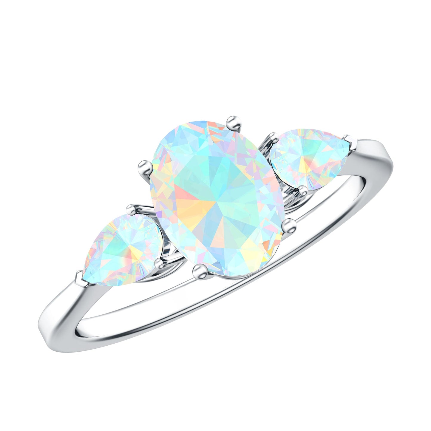 Natural Ethiopian Opal 3 Stone Engagement Ring With Certificate