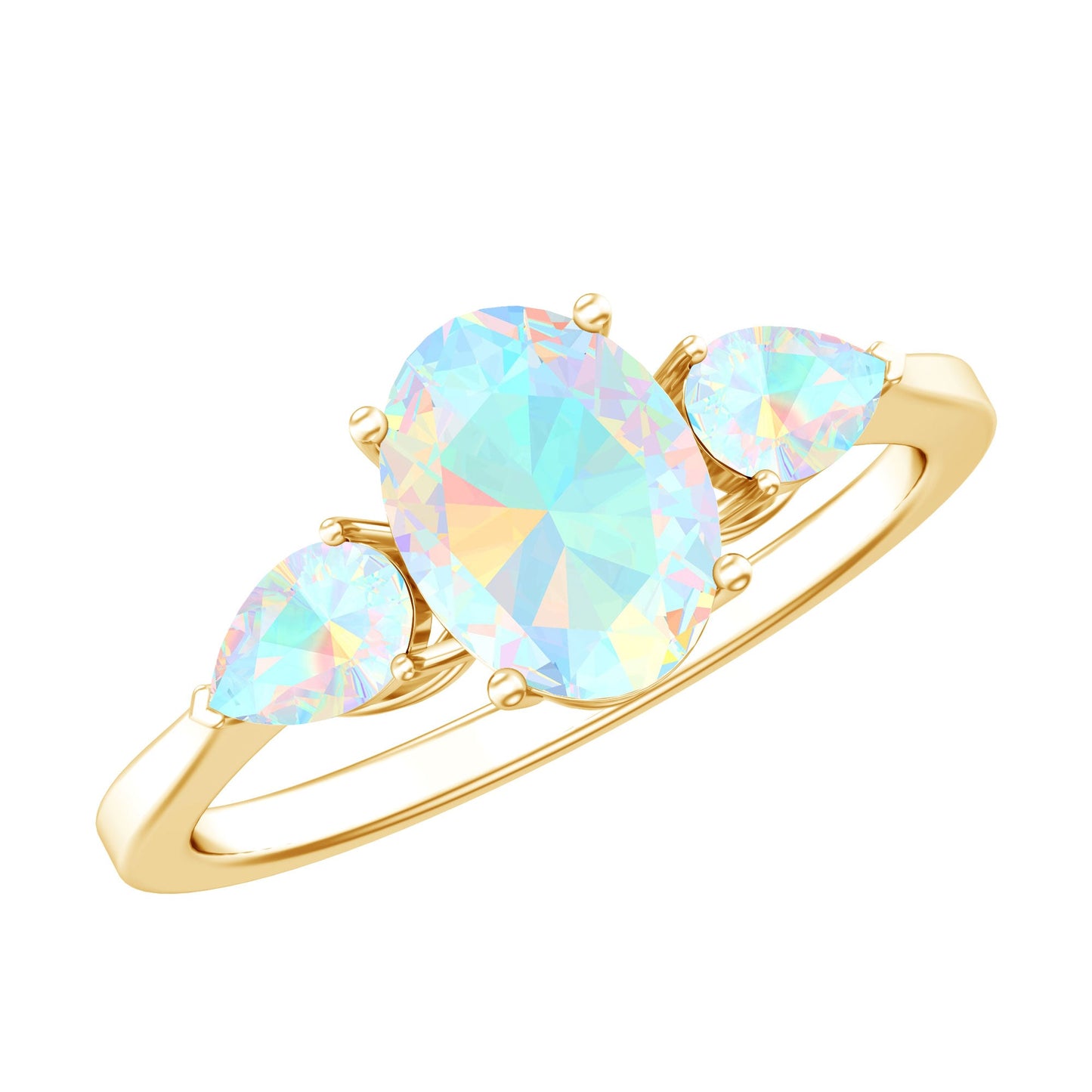 Natural Ethiopian Opal 3 Stone Engagement Ring With Certificate