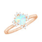 Natural 0.75 Carat Opalescent Heart Engagement Ring with Diamond