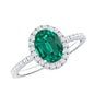 Classic Lab Grown Emerald Oval Engagement Ring with Diamond Halo