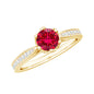 0.6 Carat Round Shape Lab Created Ruby Solitaire Engagement Ring with Diamond