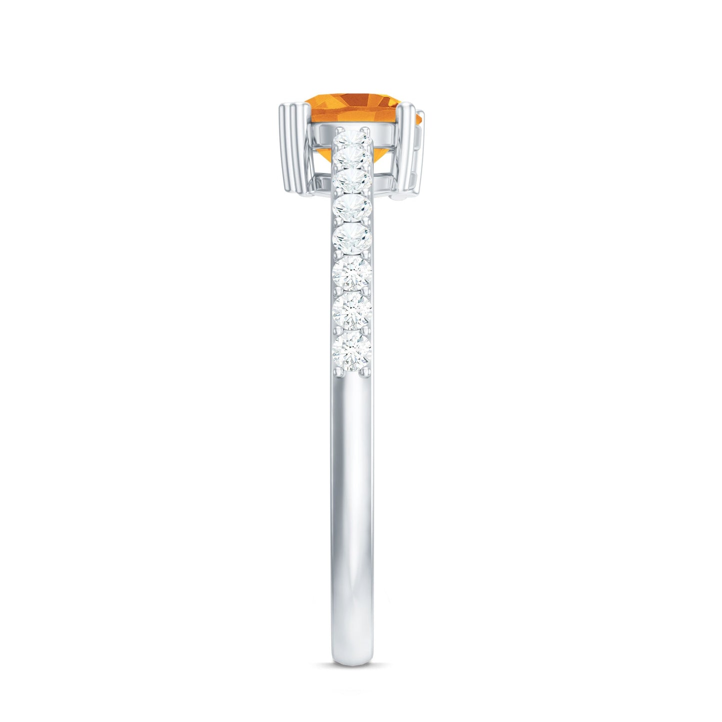 Natural Citrine Promise Ring with Diamond