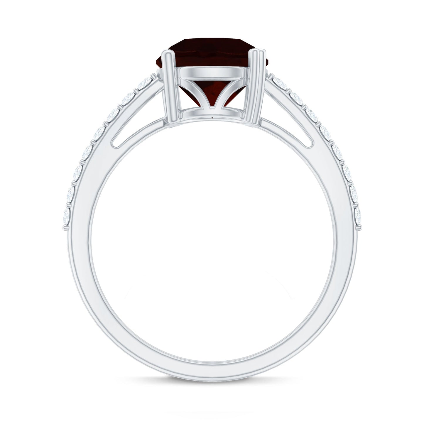 Certified Natural 2.3 Carat Garnet Big Engagement Ring with Diamond