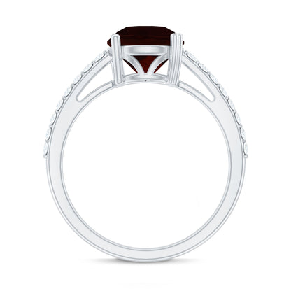 Certified Natural 2.3 Carat Garnet Big Engagement Ring with Diamond