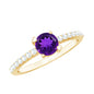 Genuine Amethyst Promise Ring with Diamond for Women