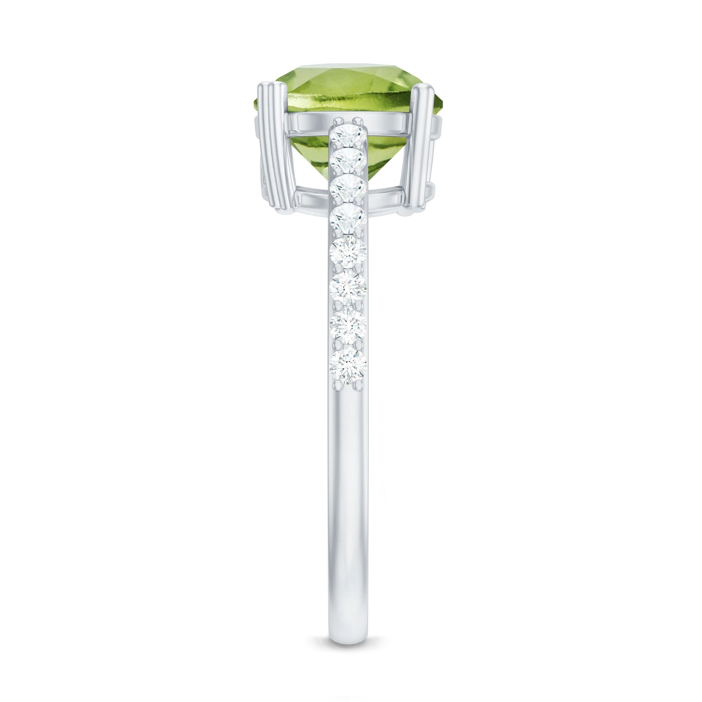 Natural 2 Carat Peridot Engagement Ring with Diamond