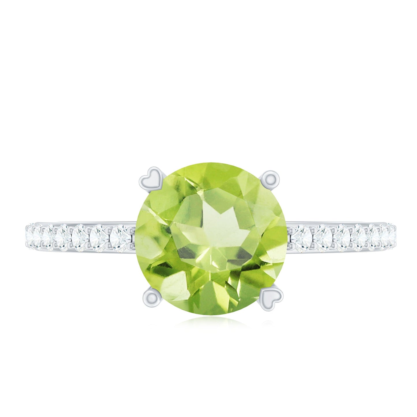 Natural 2 Carat Peridot Engagement Ring with Diamond
