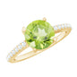 Natural 2 Carat Peridot Engagement Ring with Diamond