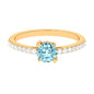Designer Set Aquamarine Solitaire Engagement Ring with Diamond