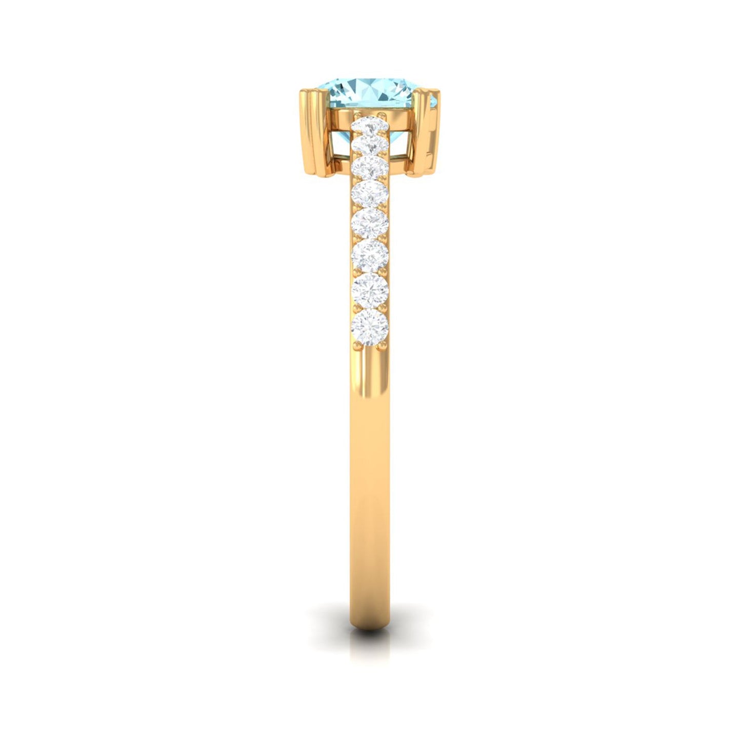 Designer Set Aquamarine Solitaire Engagement Ring with Diamond