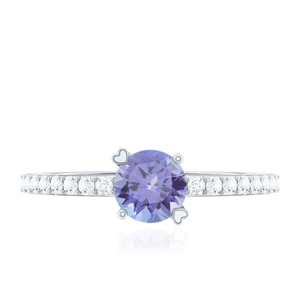 Certified Real Tanzanite Promise Ring with Diamond