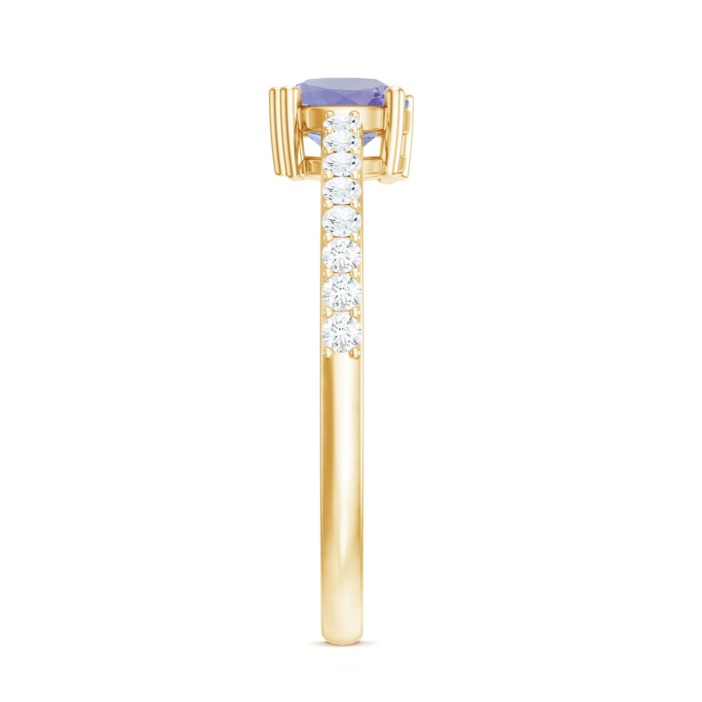 Certified Real Tanzanite Promise Ring with Diamond