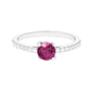 0.4 Carat Real Pink Tourmaline Solitaire Promise Ring with Diamond Side Stones