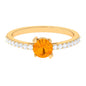 Designer Fire Opal Promise Ring with Diamond
