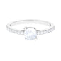Natural Moonstone Solitaire Promise Ring with Diamond