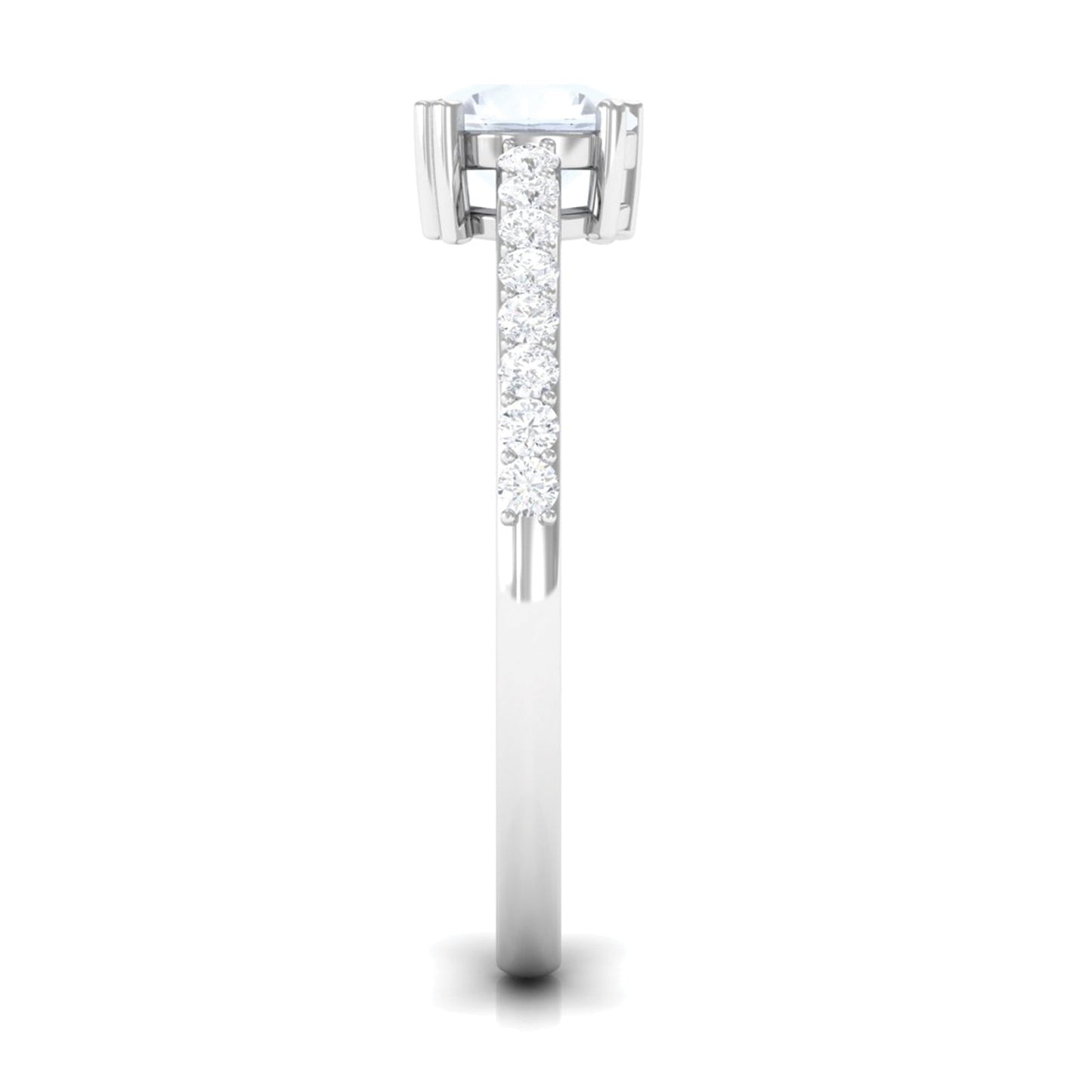 Natural Moonstone Solitaire Promise Ring with Diamond