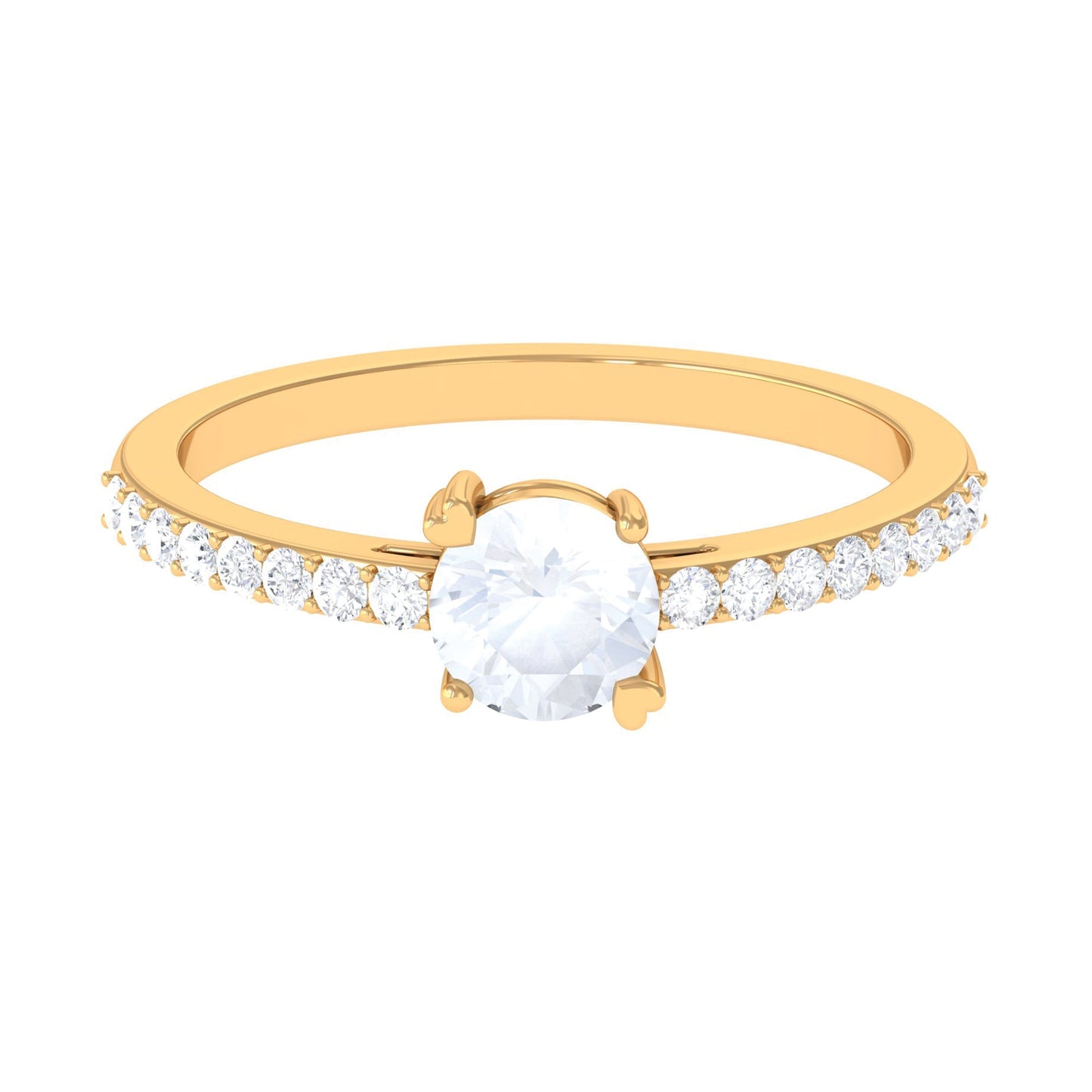 Natural Moonstone Solitaire Promise Ring with Diamond