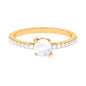 Natural Moonstone Solitaire Promise Ring with Diamond