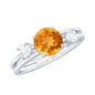 Real Citrine Diamond Double Band Engagement Ring
