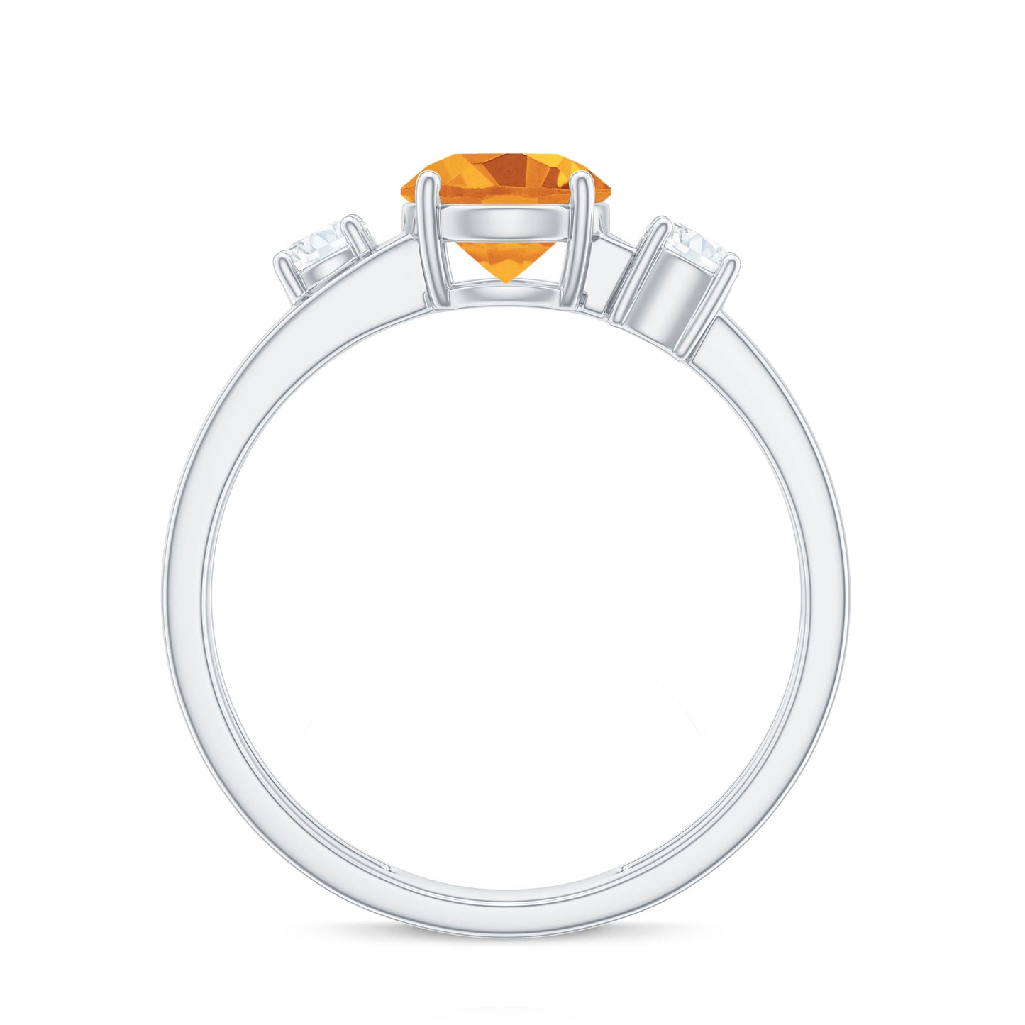 Real Citrine Diamond Double Band Engagement Ring
