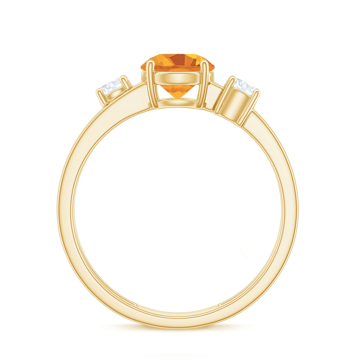 Real Citrine Diamond Double Band Engagement Ring
