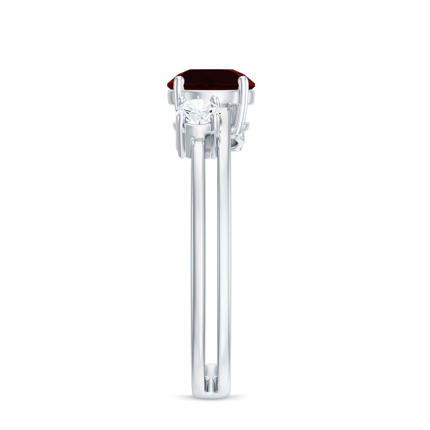 Genuine 2.3 Carat Garnet Diamond Double Band Engagement Ring