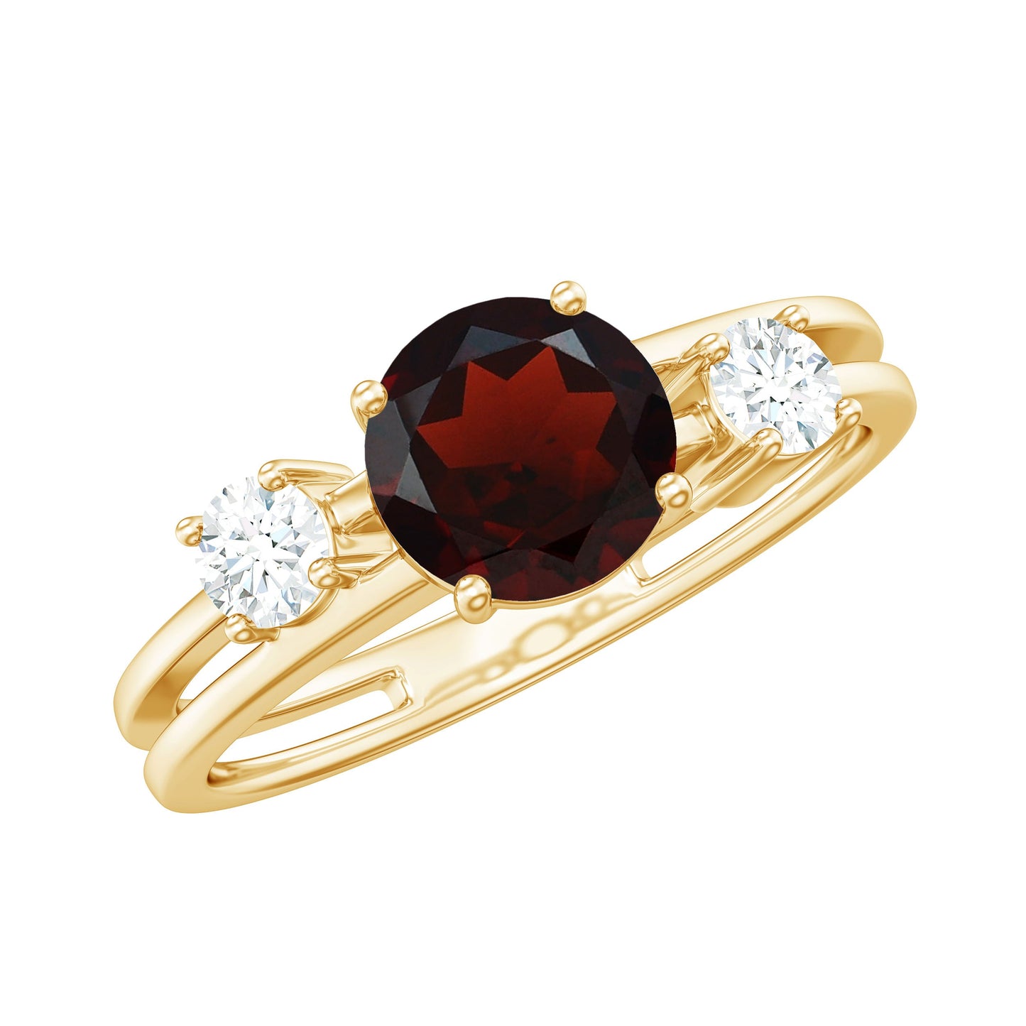 Genuine 2.3 Carat Garnet Diamond Double Band Engagement Ring